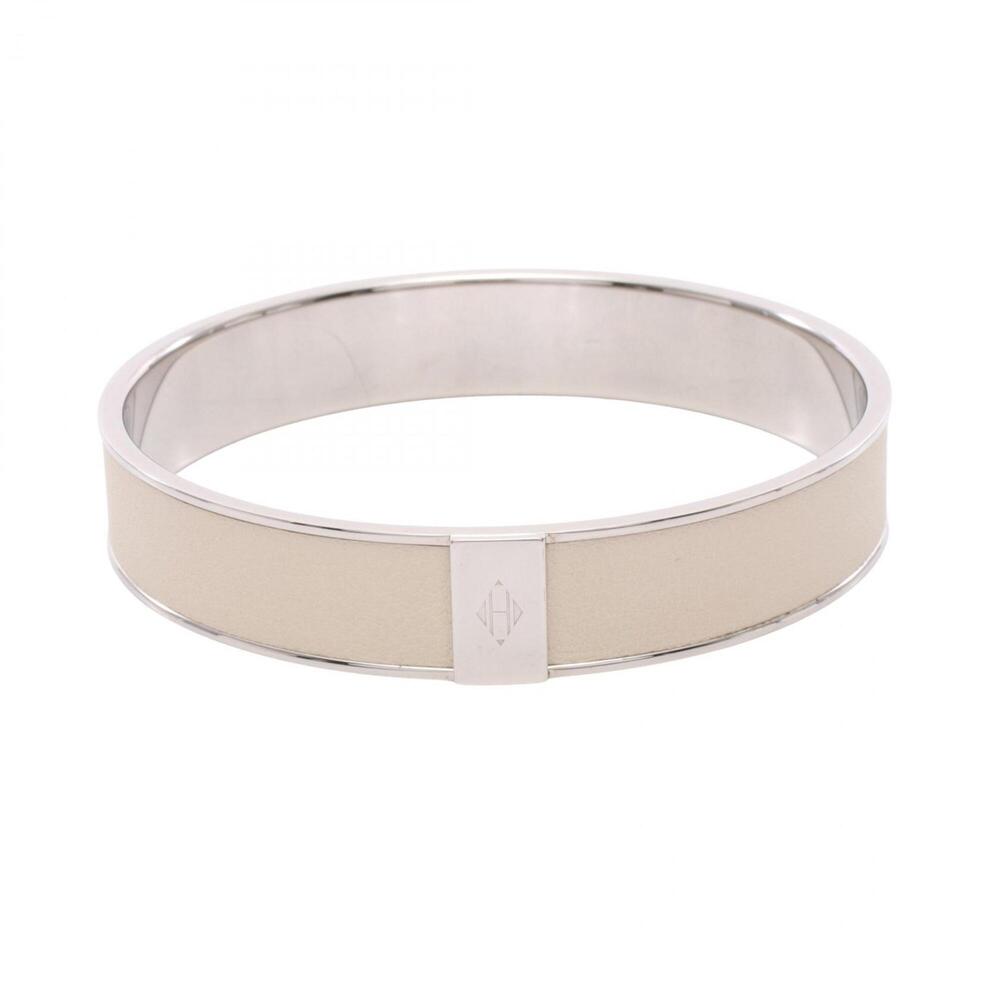 HERMES Silver Leather Bracelet